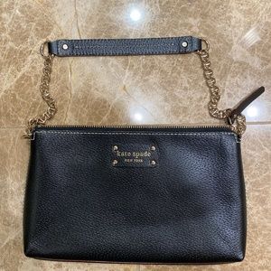 kate spade Black Leather Bag with Gold Chain